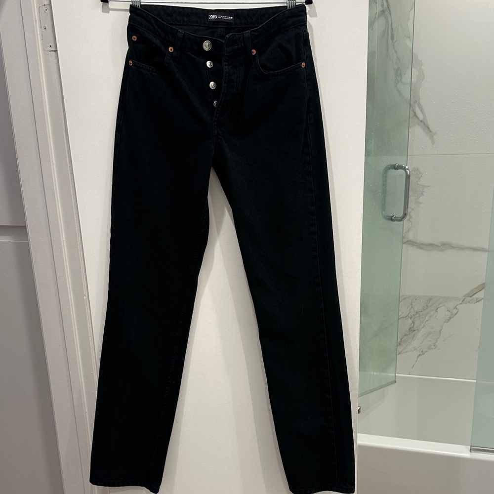 Zara Black Straight-Leg Jeans